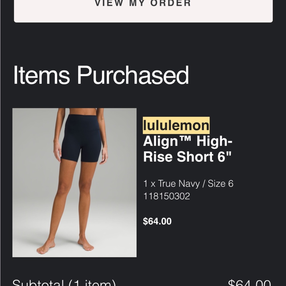 Lululemon Align High-Rise Short 6" in Navy